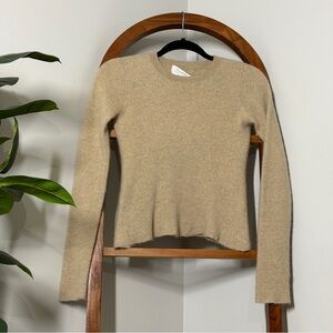 La Ligne MEDIUM Tan 100% Cashmere Ribbed Cropped Sweater